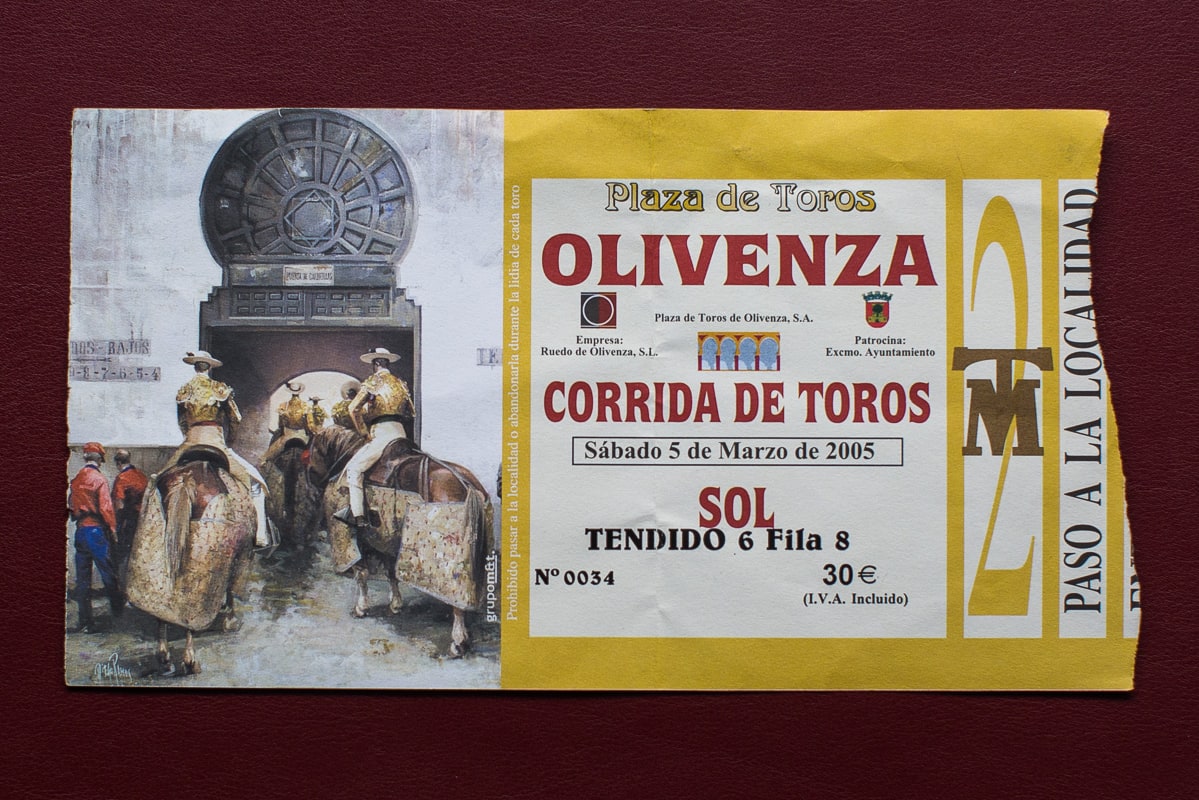 Bullfighting ticket